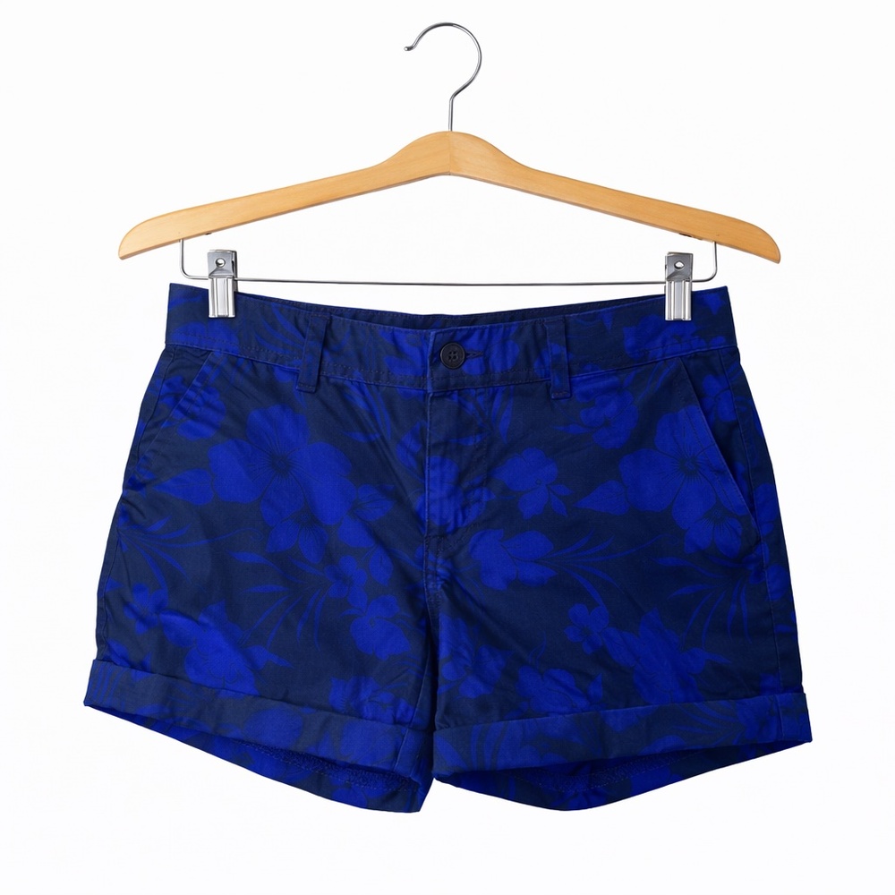 Old Navy Blue Floral Shorts Tropical Cuffed Chino Summer Shorts Size 6 NWT